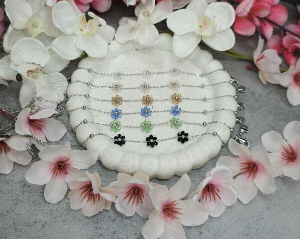 SILVER COLOURFULL FLOWER BRACELET