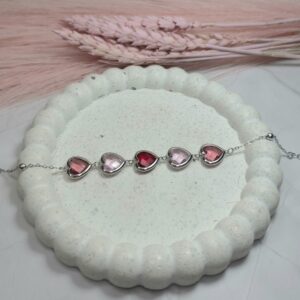 PINK HEART SILVER BRACELET