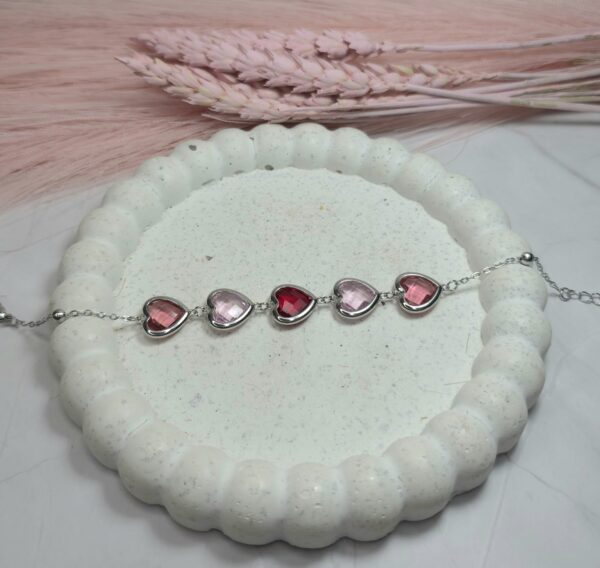 PINK HEART SILVER BRACELET