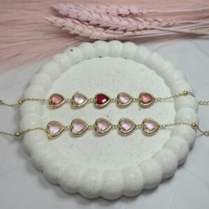 PINK HEART GOLD BRACELET