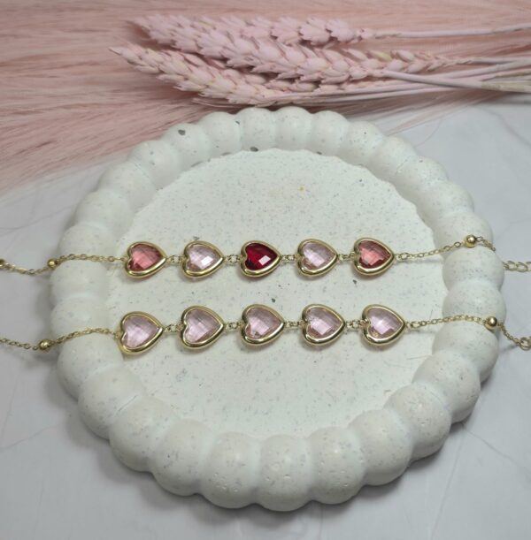 PINK HEART GOLD BRACELET