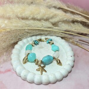 TYRQOISE-WHITE STARFISH BRACELET