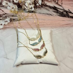 GOLD COLOURFULL ANGEL WINGS NECKLACE