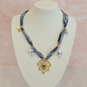 BLUE BANDANA NECKLACE